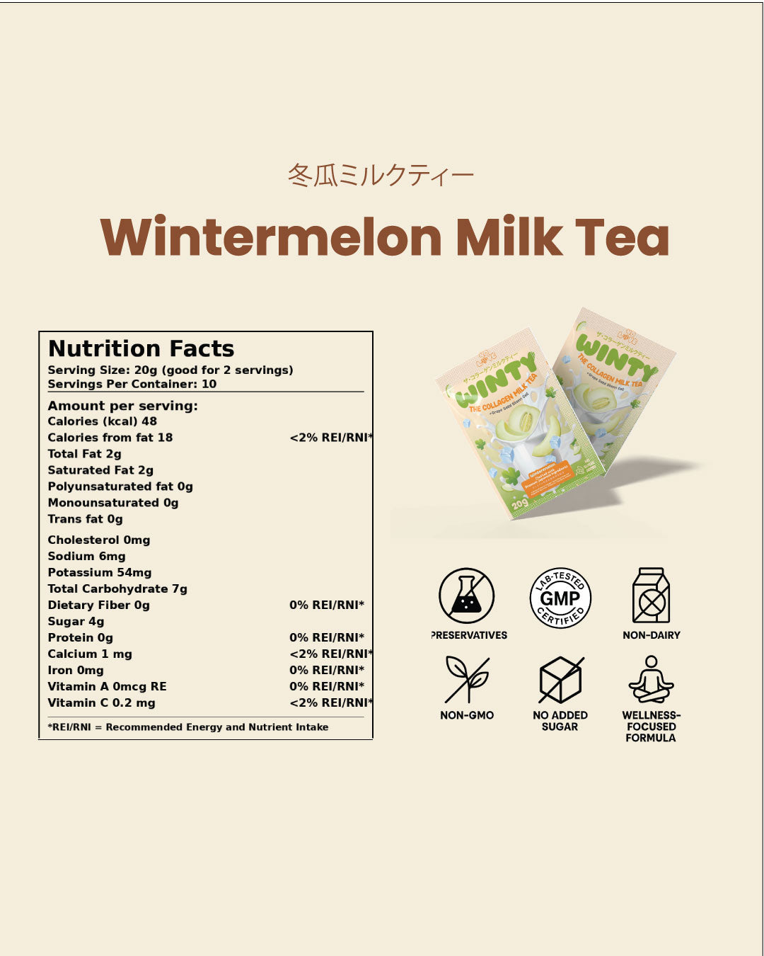 Wintermelon Collagen Milk Tea with Probiotics - For Gut Health, Antioxidant Support, & Daily Balance